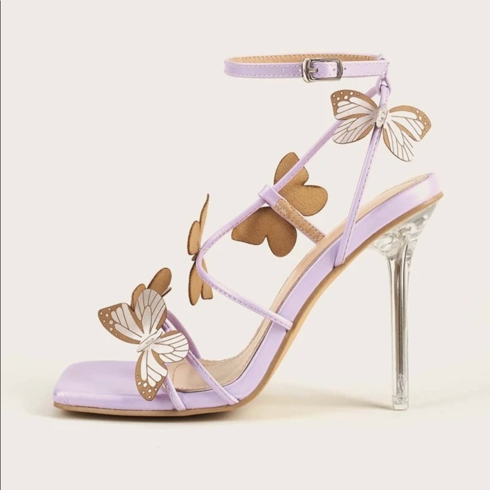 Purple butterfly heels